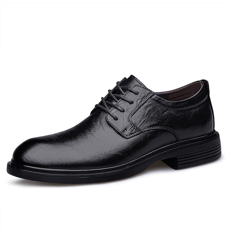 Men's Breathable Leather Formal Shoes - Spring/Summer Casual Cowhide Shoes with Warm Cotton.