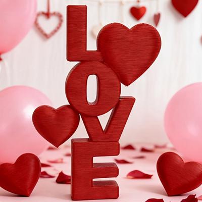 3D-gedruckte Liebesbrief-Figur Rotes LOVE-Herz Desktop-Ornament für Hochzeitsjubiläum