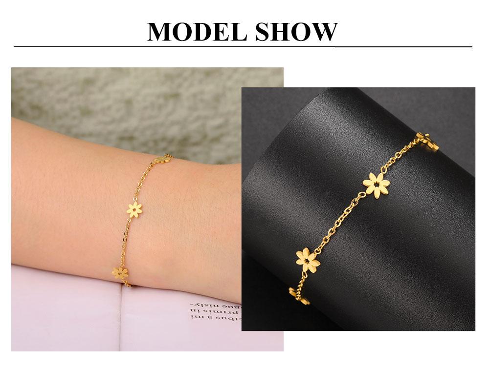 Cazador Gold Color Daisy Flower Mini Charms Bracelets for Women Stainless Steel Chain Bracelet Jewelry Birthday Gift 2026 Trend