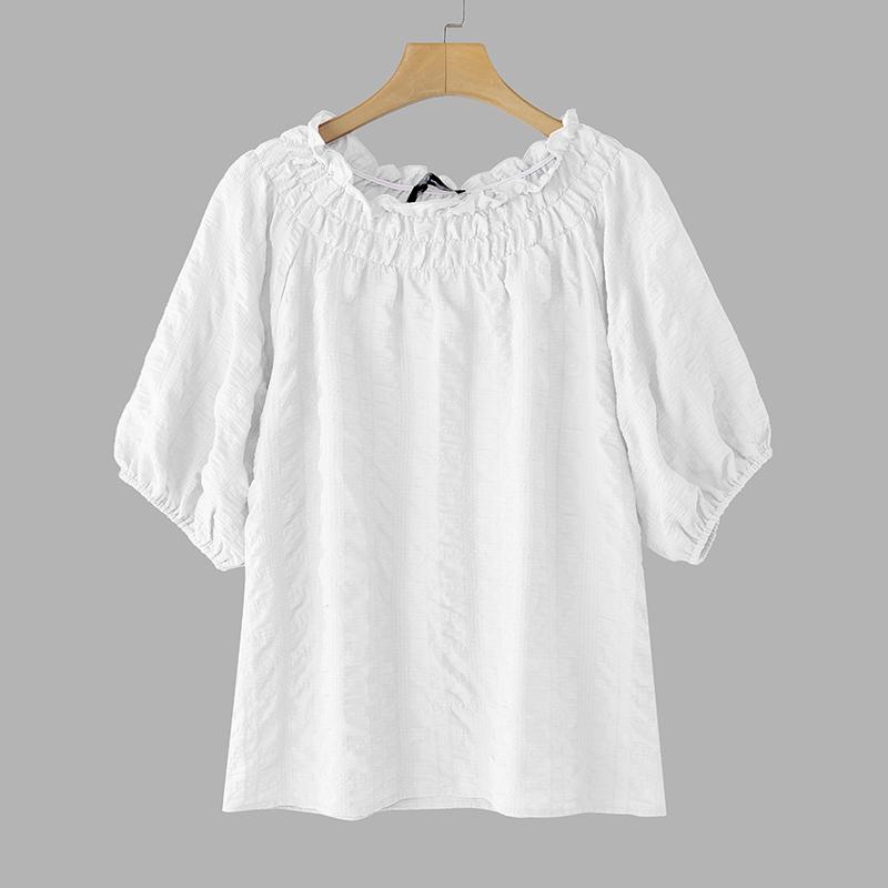 

ZANZEA Женская летняя свободная повседневная блузка с круглым вырезом и рукавом до локтя 5XL белый