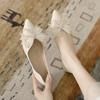 Flat Shoes Single Shoes Women's Summer Pointed 2025 New Doudou Shoes Shallow Bow Soft Leather Wedding Shoes Evening Gentle Shoes