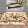 VIKAMA Vintage Rabbit Floral Doormat Front Door Non-Slip Welcome Mat Bedroom & Kitchen Rug Easter Home Decor