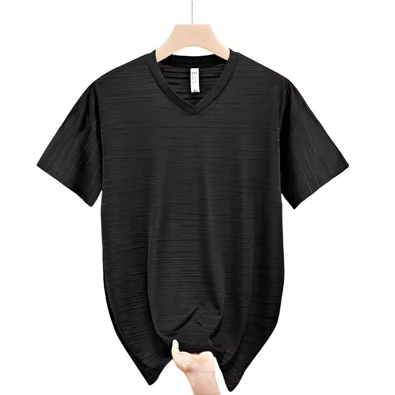 

10xl Big Size T-Shirt Men V-Neck Loose 9xl 8xl Spandex Summer Slim Fit Men s T Shirts Sport Quick Dry Short Sleeve Tops Tee L чорний