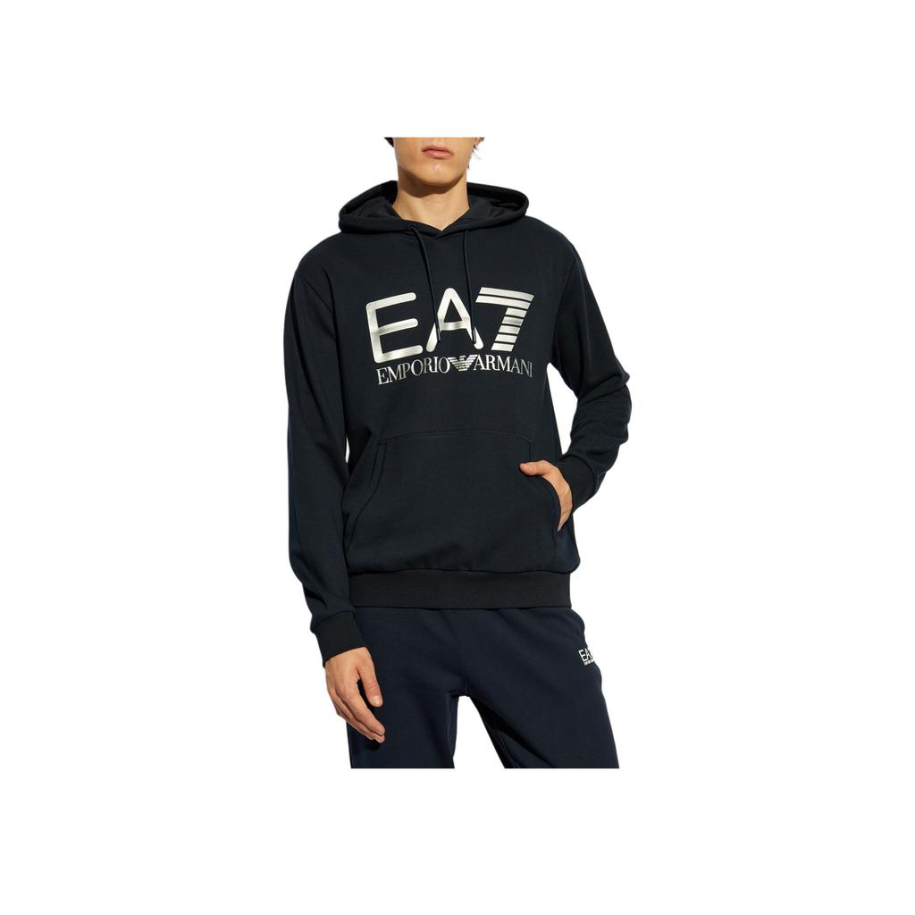 Emporio Armani Letter Print Drop Shoulder Long Sleeve Pullover Sweatshirt Men Sweatshirt Dark-Blue 6DPM16-PJSHZ-1562