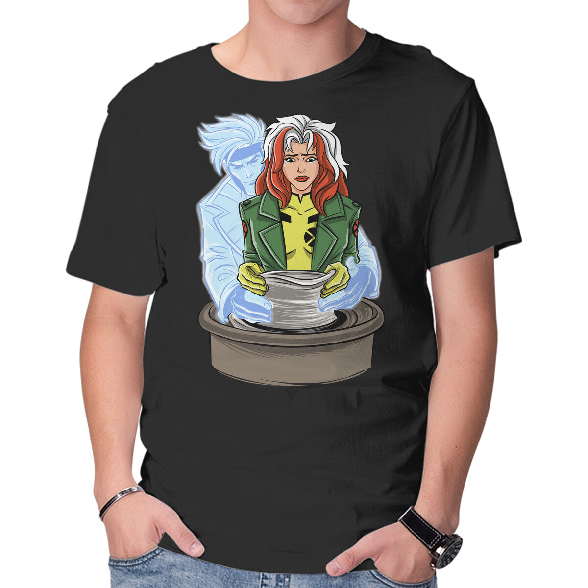 Unisex Crew Neck T-Shirt X-Ghost Graphic Short Sleeve Casual Tee M