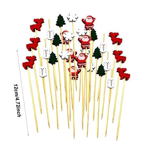 100-Pack Disposable Bamboo Toothpicks, Cocktail Picks, Hors d'oeuvre Pins, Christmas Ornaments, Christmas Decorations, Christmas Tree Decorations, Rei