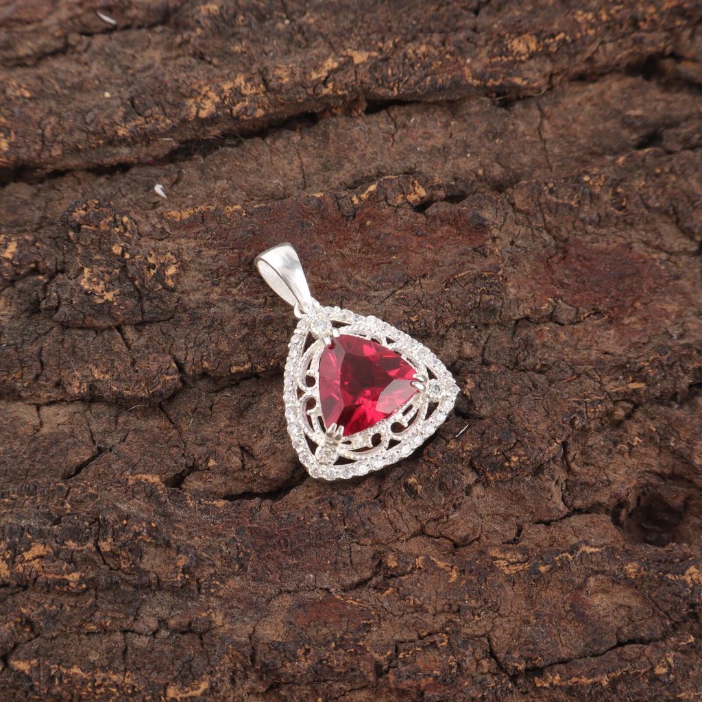 Pink Rubellite Gemstone 925 Stamped Silver Jewelry Zircon Pendant 0.99" For Gift CZP-8-14