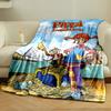 A Cheerful Red-haired Girl with Striped Stockings Stands by Treasure. for All Seasons Blanket Lunch Break Throw Gift