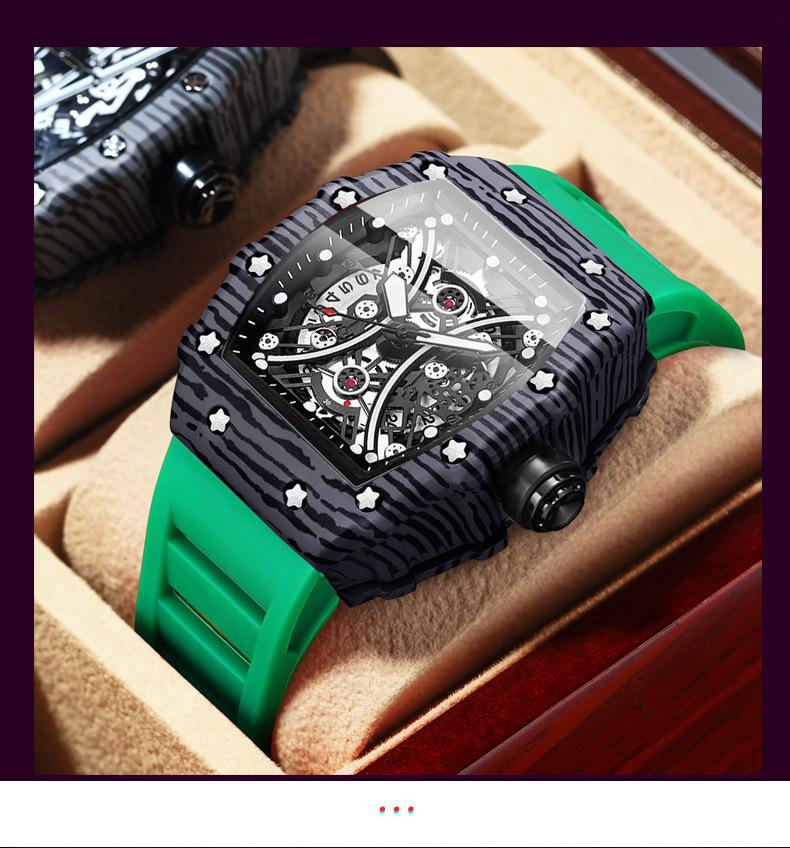 Binbang Men's Silicone Barrel Luminous Fashion Sports Watch