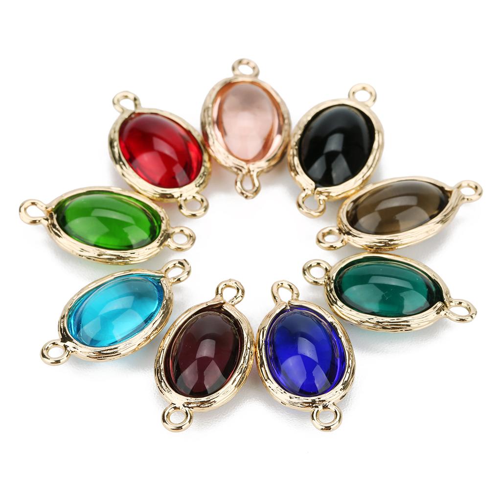 5Pcs/Lot 12×23mm Glass Pendant Smooth Colored Double Hole 2mm Pendant For Women's Earrings Making Diy Charm Bracelet Supplies