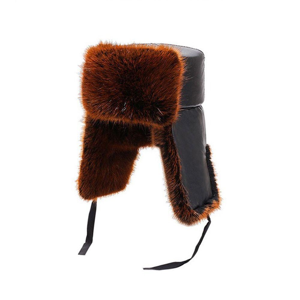 Plush Bomber Hat Thickened Russian Ushanka Hat Fashion Trapper Pilot Hat  Winter