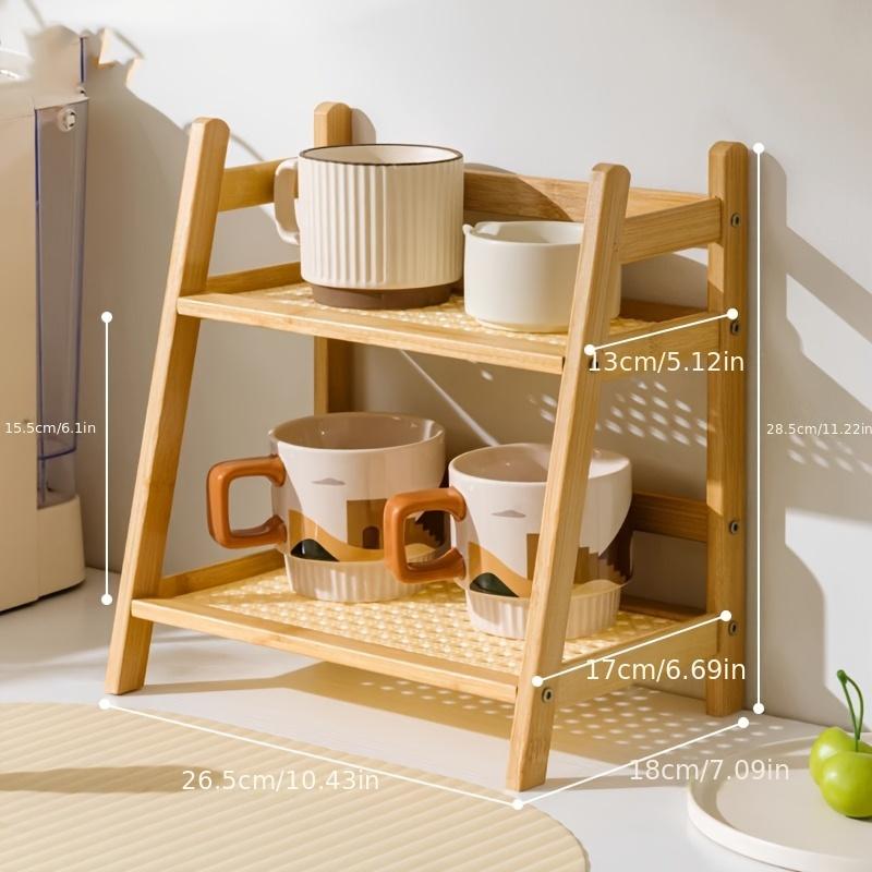 A Two-Tier Storage Rack for Cups, a Mini Shoe Rack, a Laundry Room Shelf, an Ins-Style Rattan-Like Cup Holde