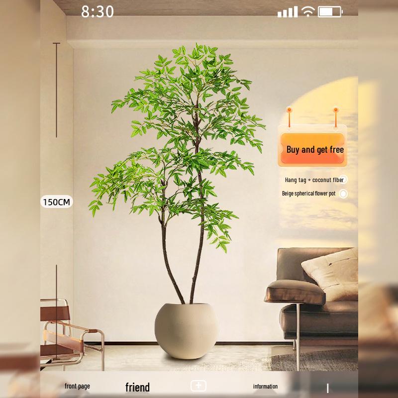 Nandina Luxus Kunstbaum - Dekorative Bionische Grüne Pflanze für Innenräume mit Seidenblumen für die Wohnzimmer-Landschaftsgestaltung.