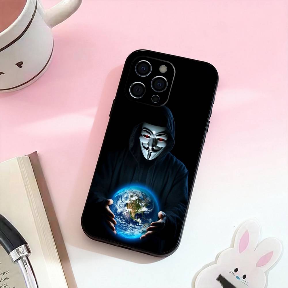 A-Anonymous Hacker   Phone Case For iPhone 17,16,15,14,13,12,11 Plus,Pro Max,Soft Silicone Black Cover