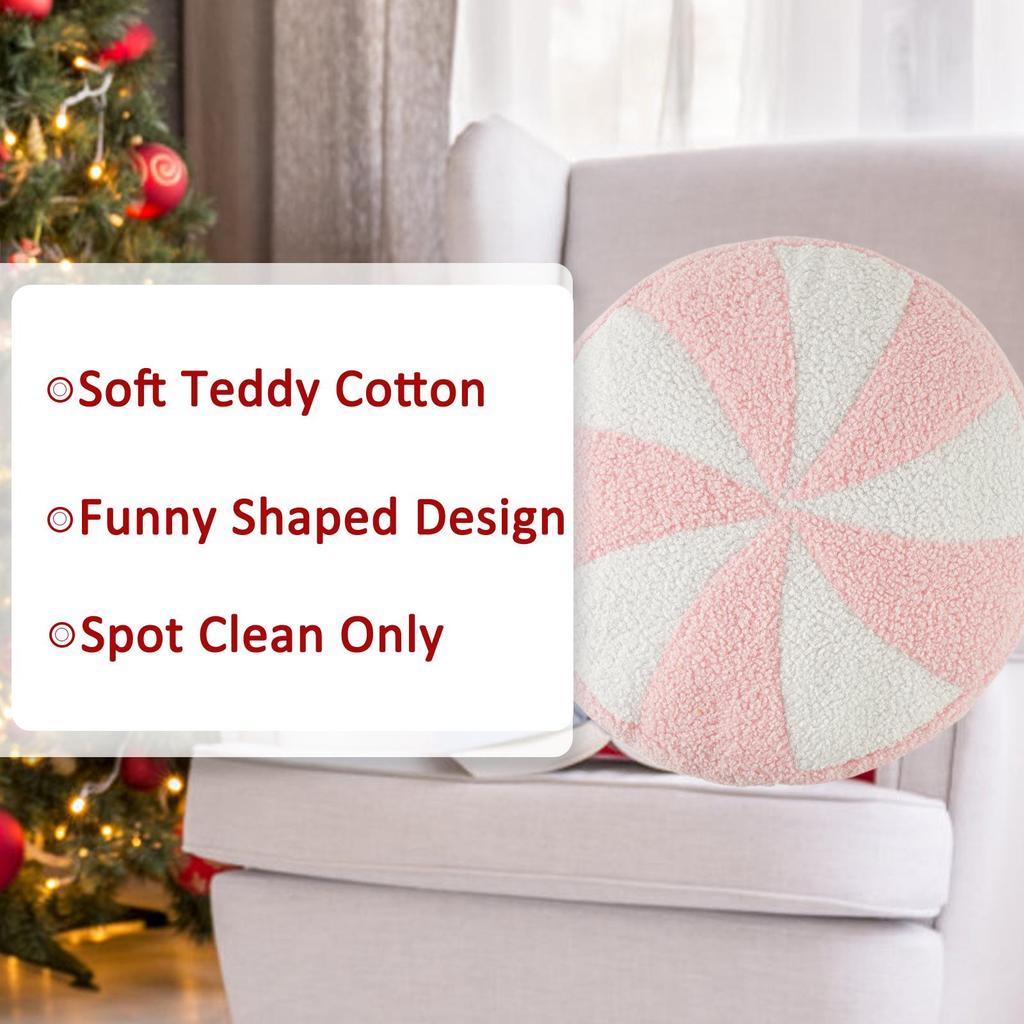 Creative Pink Round Candy Plush Pillow - Christmas Cushion Decoration