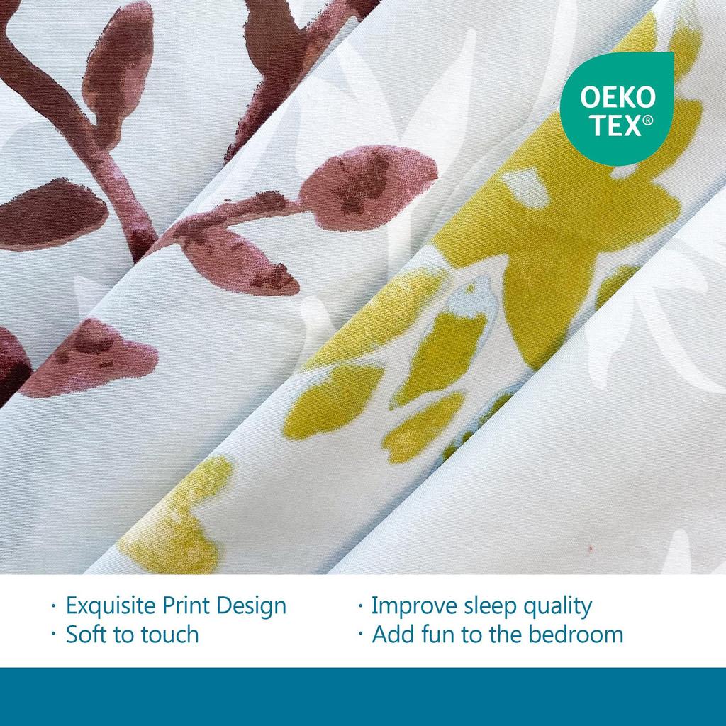 White Leaf Three-piece Quilt Cover Digital Printing Bedding Set Simple Flower Bed Cover