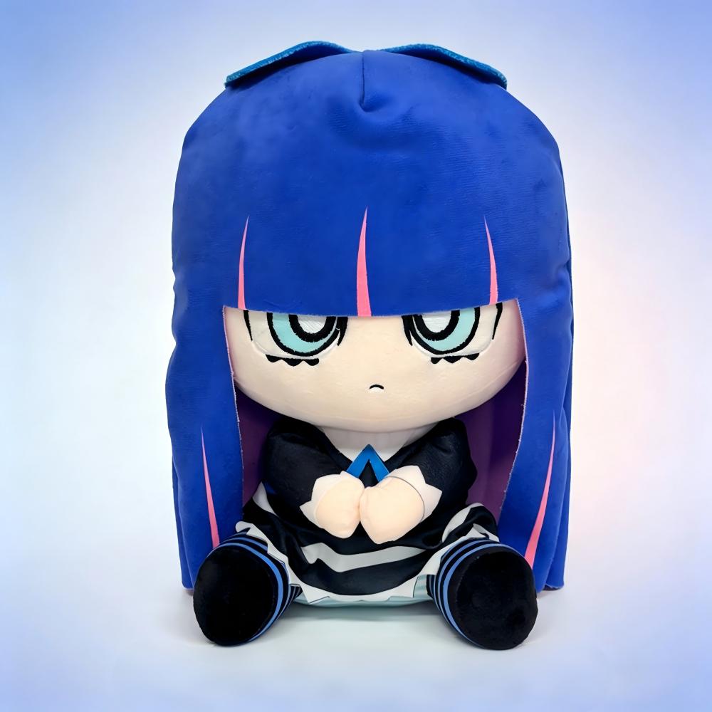 Hot Toys Plush Toy Blue Panty Stocking With Garterbelt Stocking Anarchy Plush Toy Cute Hair Anime Character Stuffed Doll Soft Fluffy Sitting Plushie Fans Birthday Gift B
