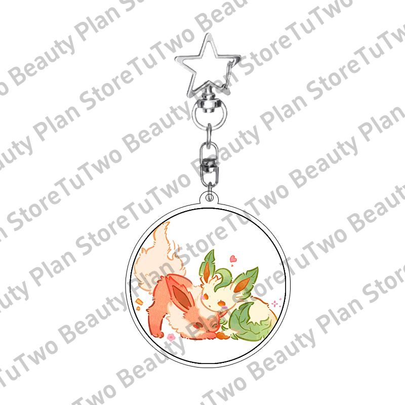 Girly Heart Acrylic Anime Sylveon Espeon Glaceon Eevee Cartoon Keychain Key Chains Keyrings Jewelry Fans Gifts Accessories Toys
