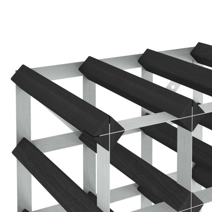 Bottle Rack - VIDAXL - 42 Bottles - Solid Pine Wood - Galvanized Steel - Black