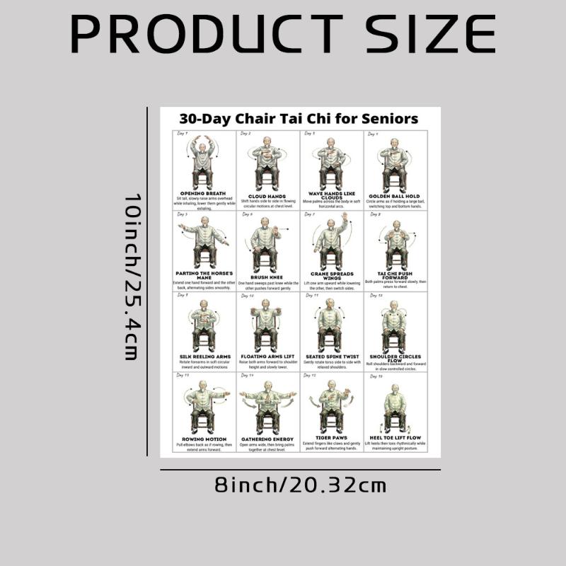 Senior Exercise Plan Poster 30 Day Daily Illustrated Workout Guide No Experience Needed for Elderly Home Fitness Use