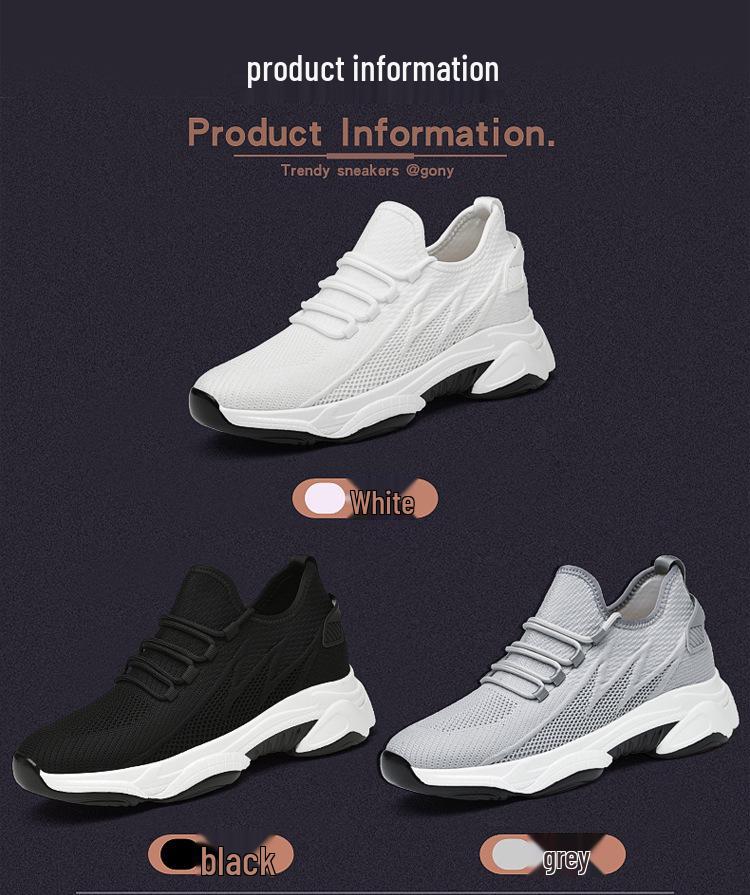 8219 Unisex Height-Boosting Flyknit Running Shoes with Thick Soles, Breathable Mesh, Perfect for Spring and Summer Casual Sports.