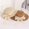 Summer Raffia Flat Top Burr Straw Hat Small Fresh Lace Bow Sweet Shade Outdoor Sun Hat Straw Hat