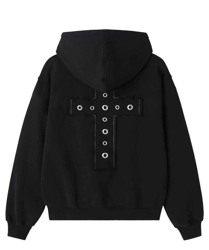 Openyard(Oy) Divine Studded Hoodie Zip Up - Black