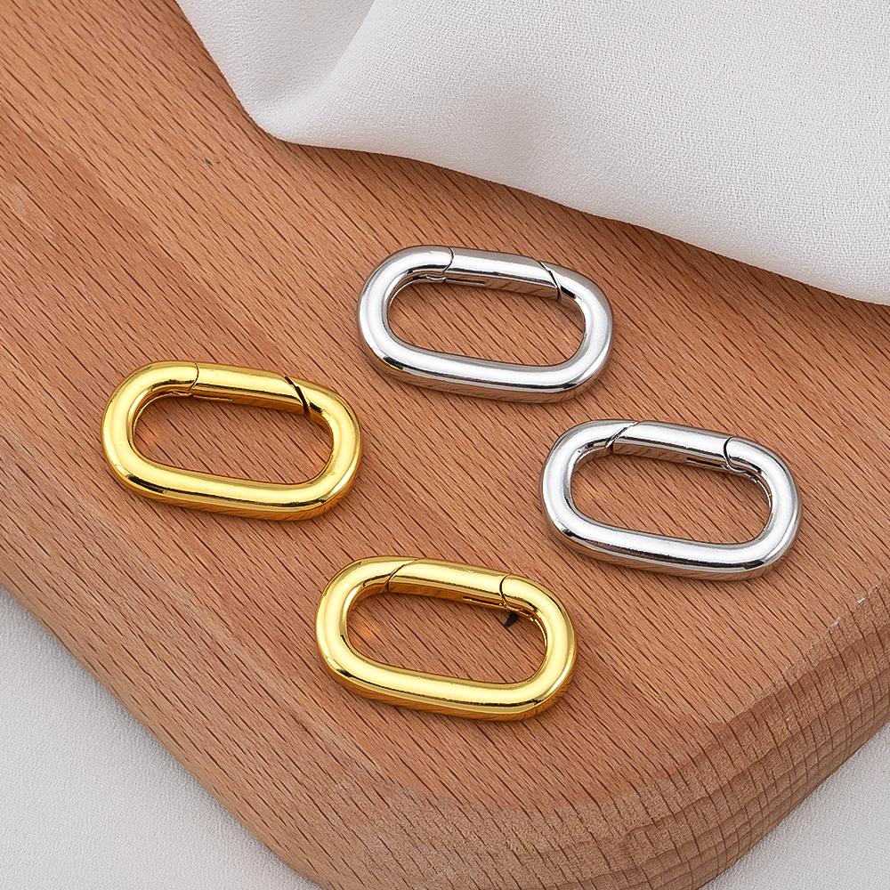 2pcs 18K Gold Filled Oval Carabiner Necklace Clasps Closures Pearl Enhancer Connector Brass DIY Jewelry Necklace Bracelet Making