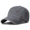 Washed Baseball Cap with Dog Embroidery Vintage Streetwear Hat