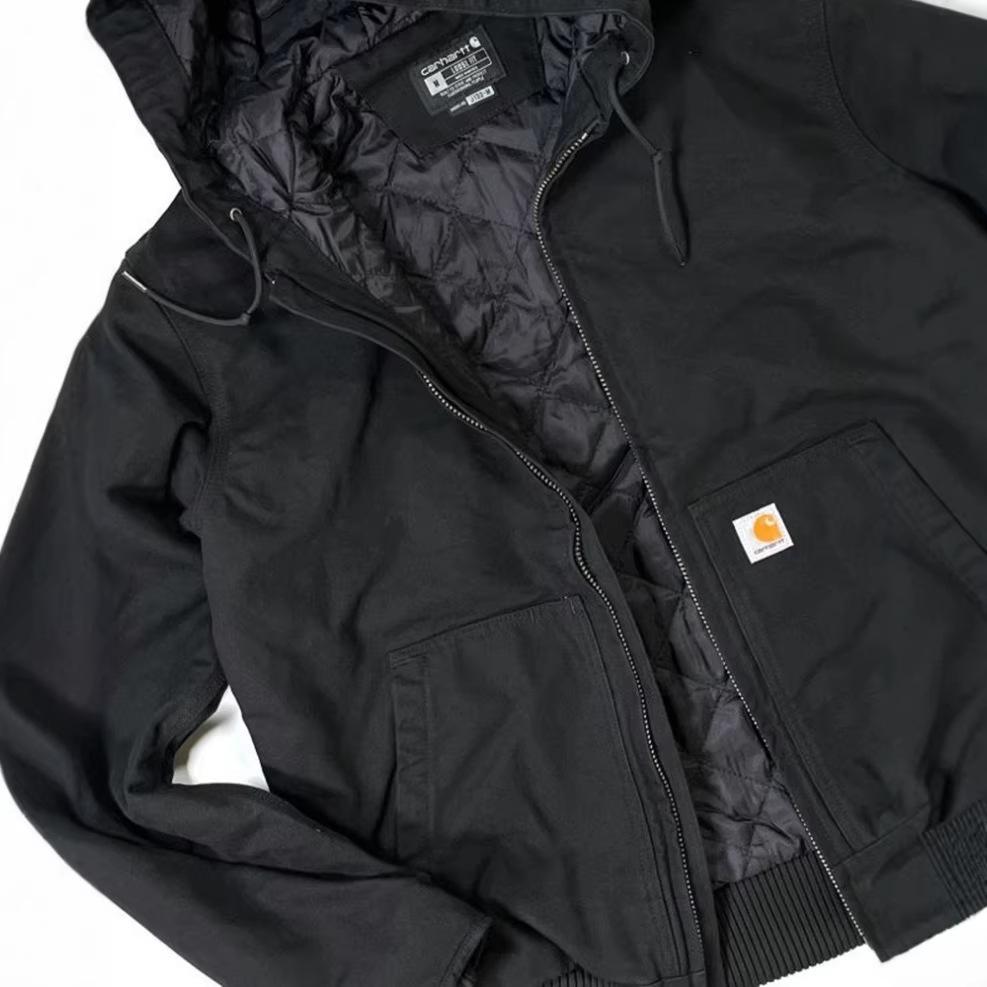 Carhartt Mainline J130 Zahustená Praná Plátenná Pracovná Bunda s Kapucňou