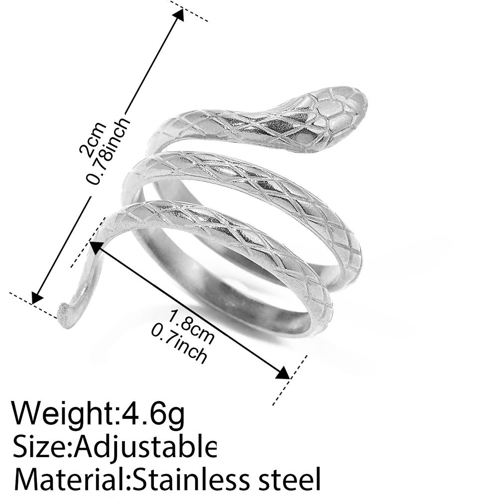 Stainless Steel Rings Personalized Design Punk Serpentine Lovers Ring Fashion Trending Adjustable Ring For Women Zircon  Gifts