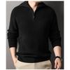 Men Half Zipper Stand Collar Long Sleeve Thick Knit Casual Pullover Sweater