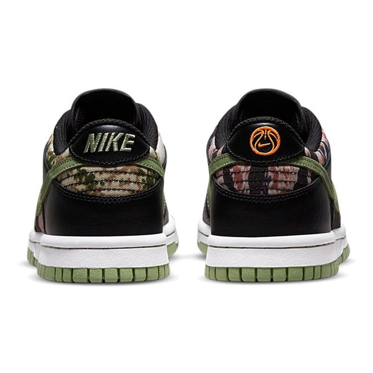 Nike Dunk Low SE GS Black Multi-Camo Kids Sneakers Green Oil-Green White DB1909-001