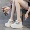 Fashion 12CM Air Mesh Genuine Leather Breathable Sandals Flats Hollow Platform Wedge High Brand Bling Shoes Women Slipper Bling