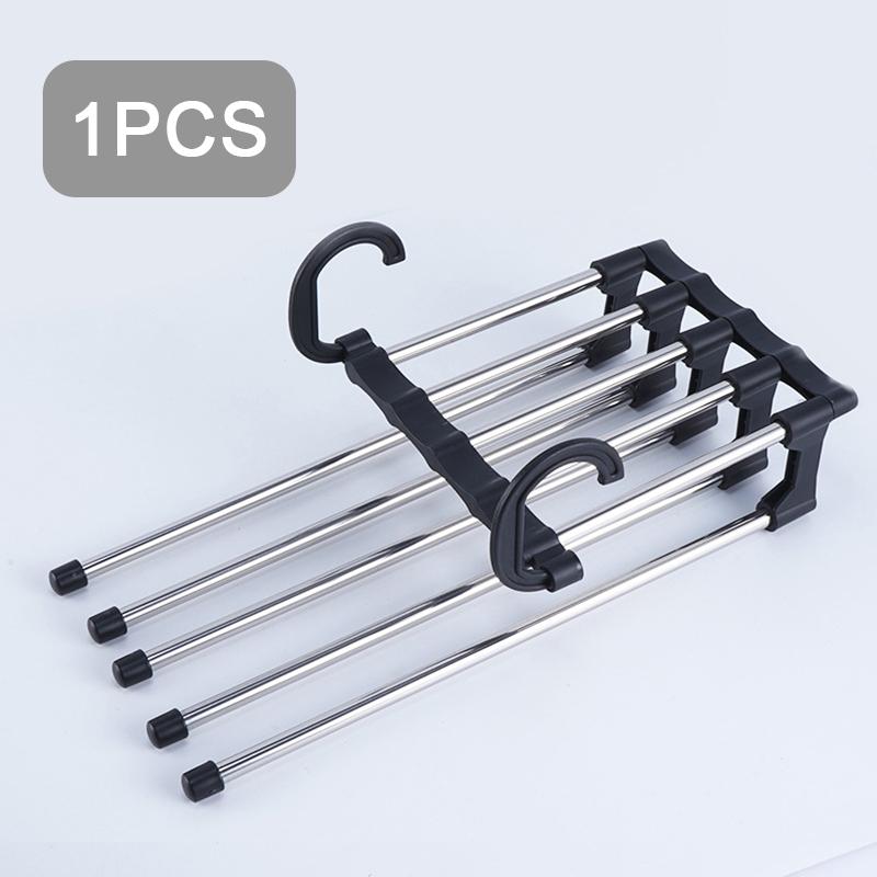 5 In 1 Folding Magic Pants Hangers Stainless Steel Space Saving Multi-layer Pants Rack Folding Wardrobe Storage Organization