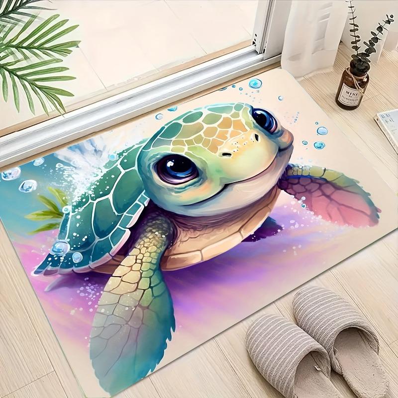 1pc Cute Turtle Floor Mat Ocean Bathroom Water Absorbing Anti-skid Children's Bath Rugs Floor Toilet Bath Linen Bathroom Decor