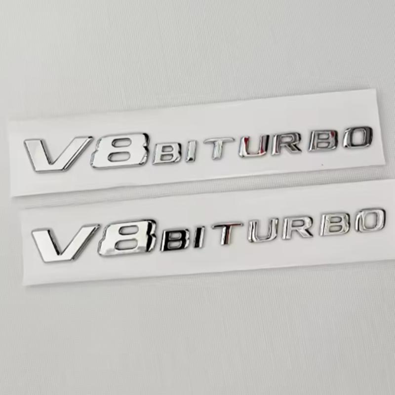 MLAI6 ABS Chrome C63 Logo V8 BITURBO Badge Car Rear Star Sticker Trunk AMG Emblem For Mercedes Benz C63 AMG W205 C205 Accessories