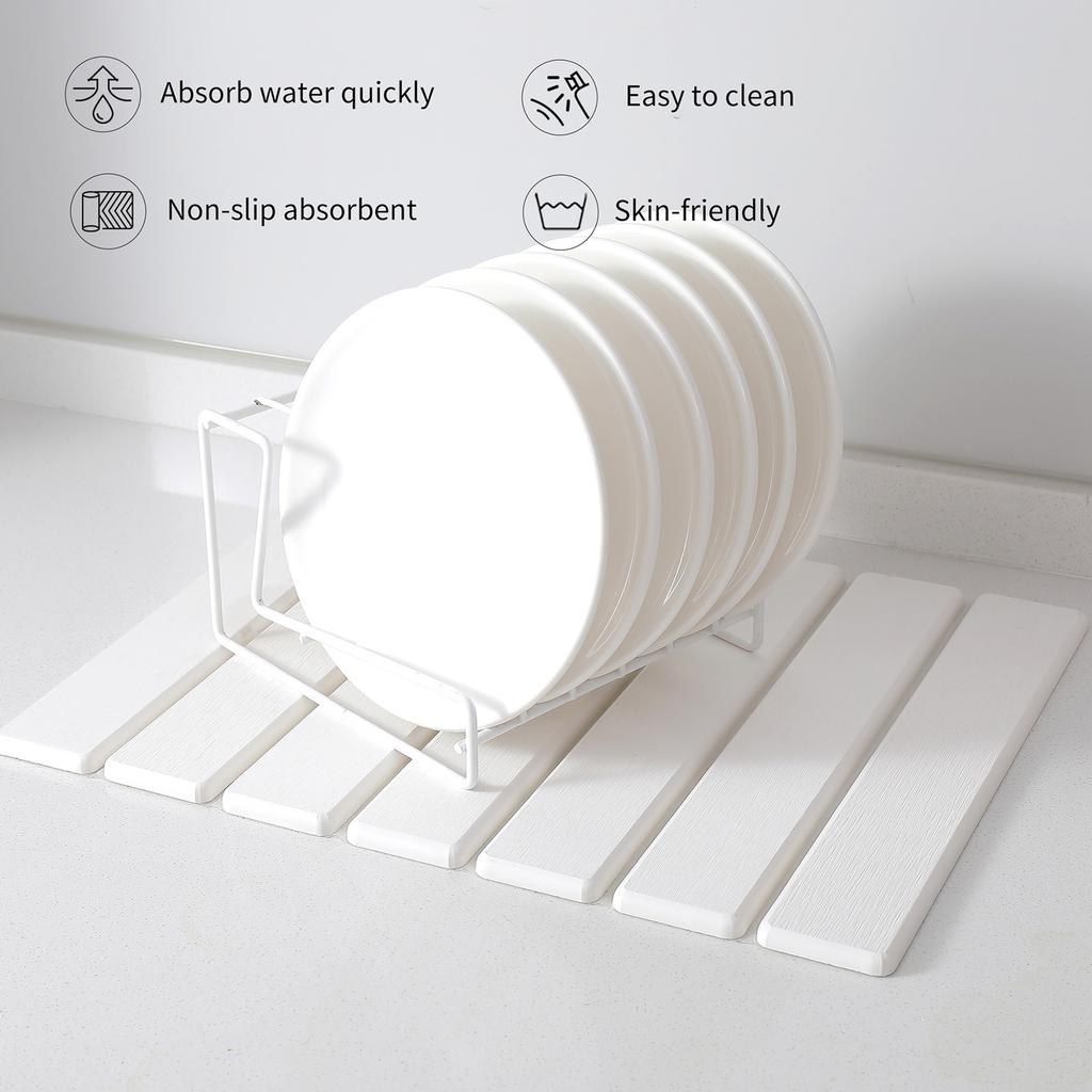 Super Absorbent Diatomite Dish Drying Pad Diatomaceous Earth Draining Tableware Mat Kitchen Mat for Dishes and Cups