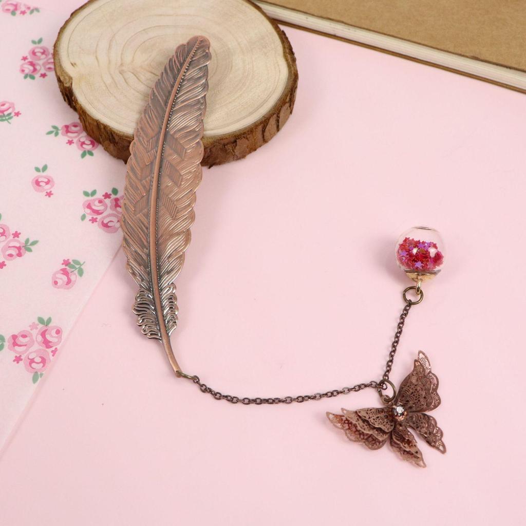 Chinese Style Butterfly Feather Metal Bookmark - Creative Student Gift