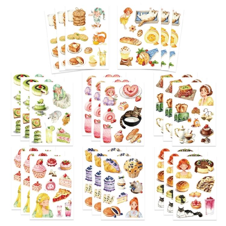 

24PCs Reusable Cartoon Kitchen Stickers Set For Journals Toys Decoration Includes Cupcakes Characters And DIY Accessories 1