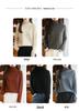 Autumn/Winter Color Block Pure Wool High-Neck Slouchy Knit Sweater for Women