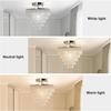 Modern Chrome LED Ceiling Light Round Crystal Design, Perfect for Bedroom, Living Room & Hallway