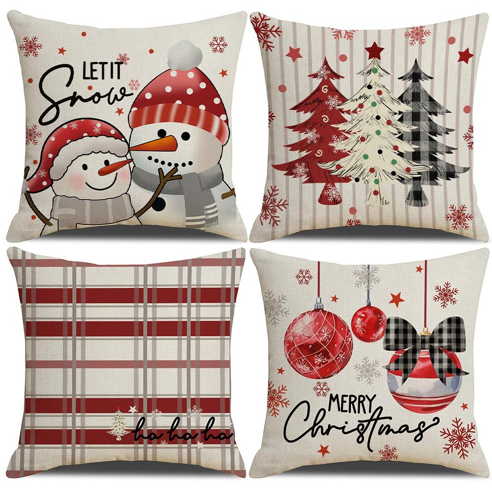 New Cartoon Christmas Pillowcase Snowman Christmas Tree Holiday Party Cushion Sofa Pillowcase