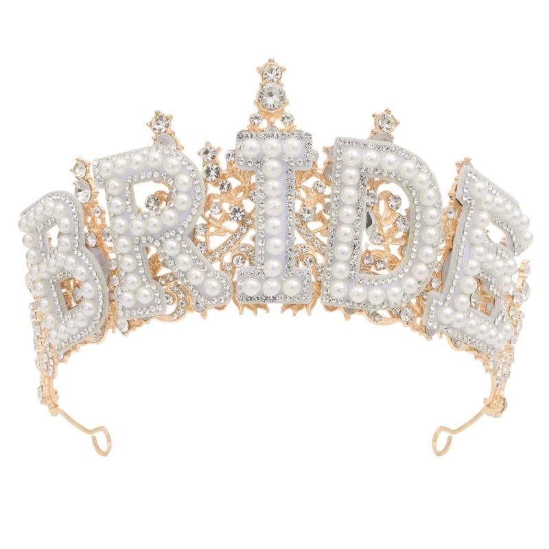 Eye-Catching Rhinestones Bridal Hairband Pearls Bride Crowns Wedding Stylish Bridal Crowns for Wedding Party