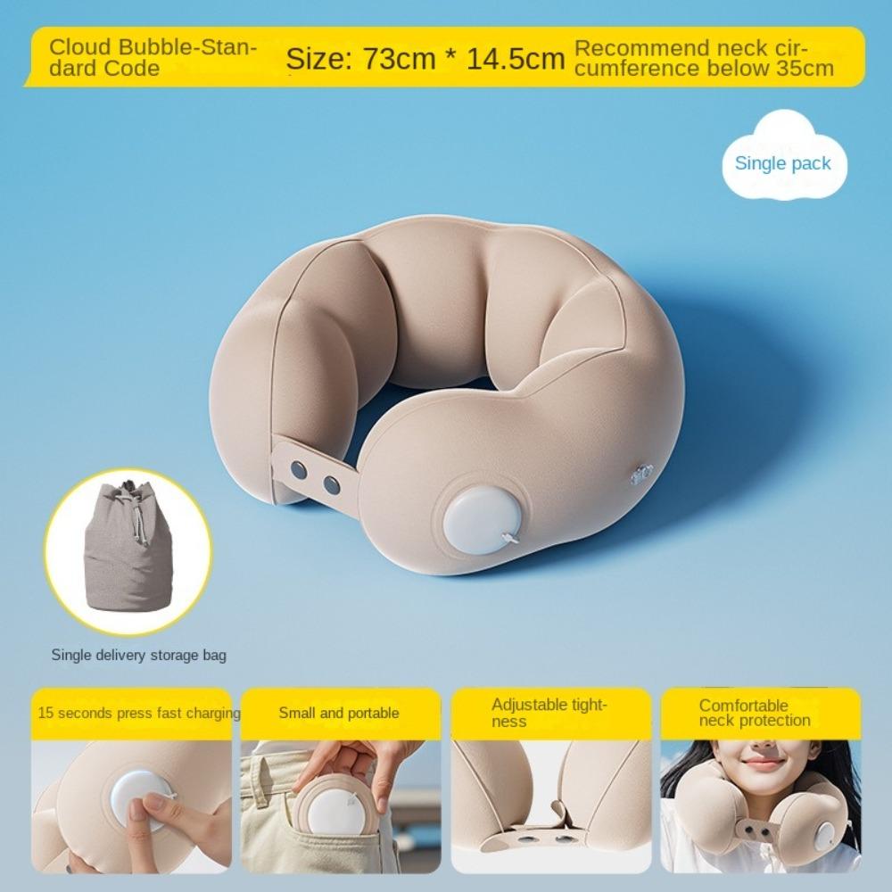 Comfort Inflatable  Travel  Pillow Pressed Inflation Neck Support Cushion  Women Men