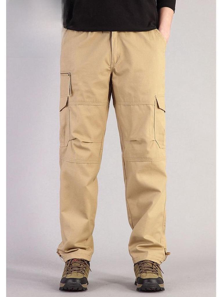 Men's Multi-pocket Cotton Cargo Pants: Spring/Autumn Loose Fit