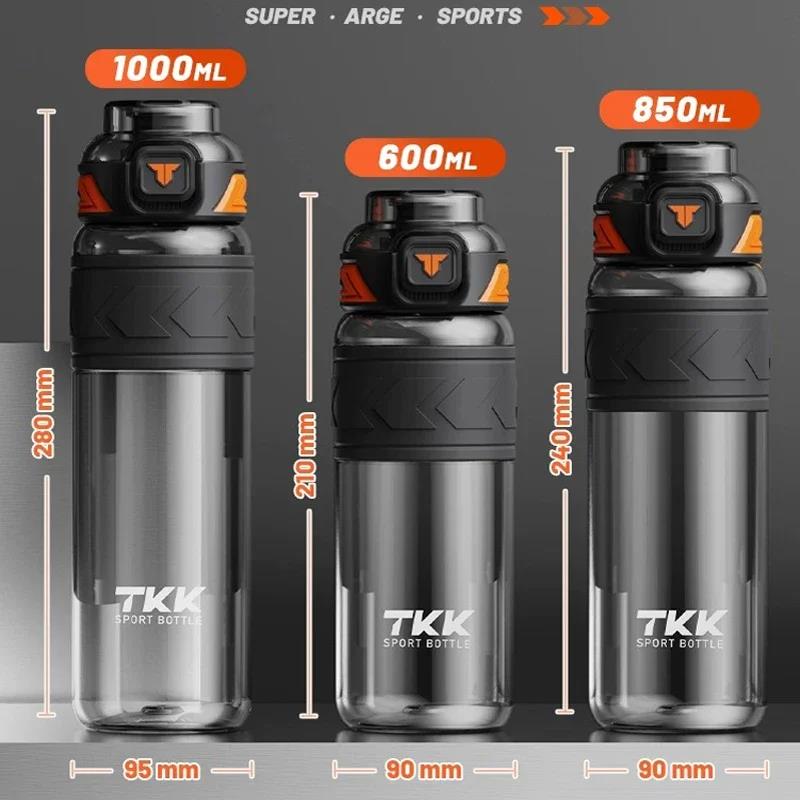 TKK 1000ml Water Bottle Sports Watter Bottle Tritan BPA Free Straw Portable Leak-proof Plastic Drinkware Outdoor Fitness Kettle 1
