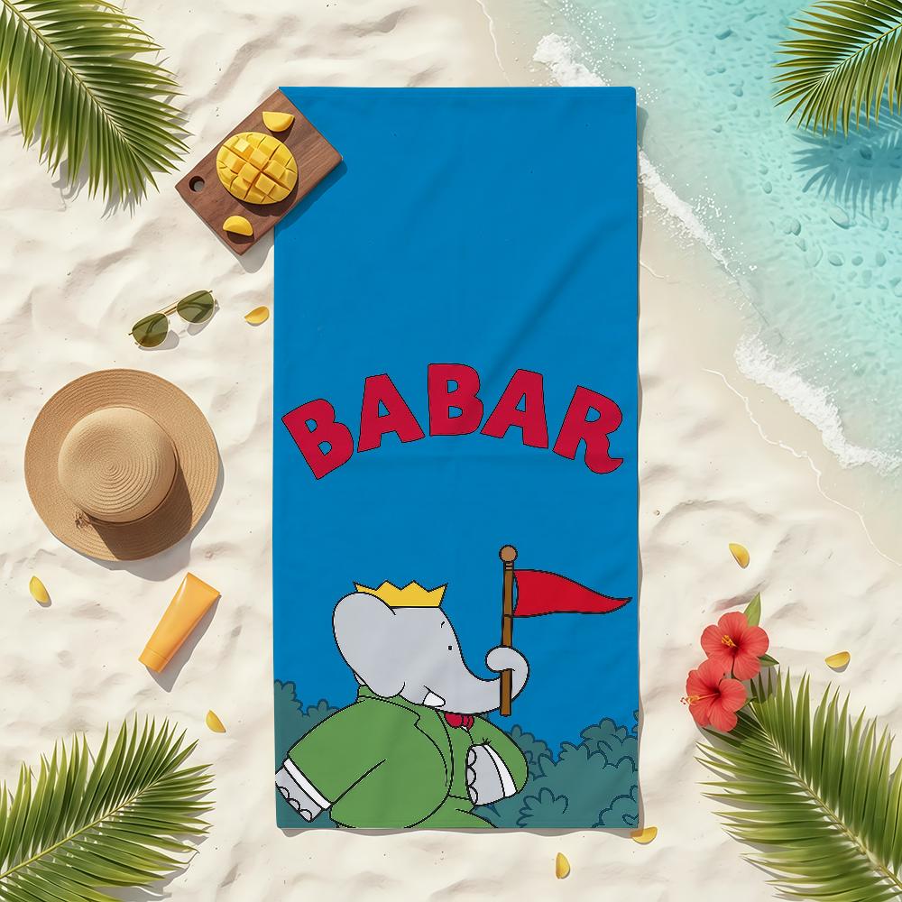 Cartoon Babar The Elephant Towel Soft Pool Gift For Travel Gym Shower Camping Quick Dry Sports Beach Towels