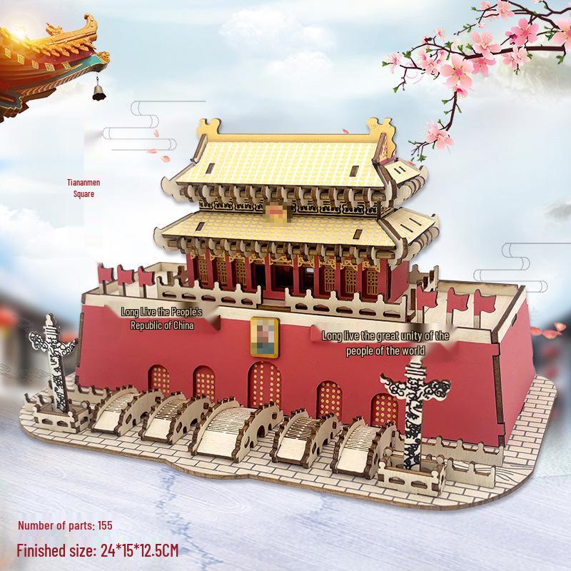 Challenging 3D Wooden Model Puzzle - Ancient Building Design for Adults