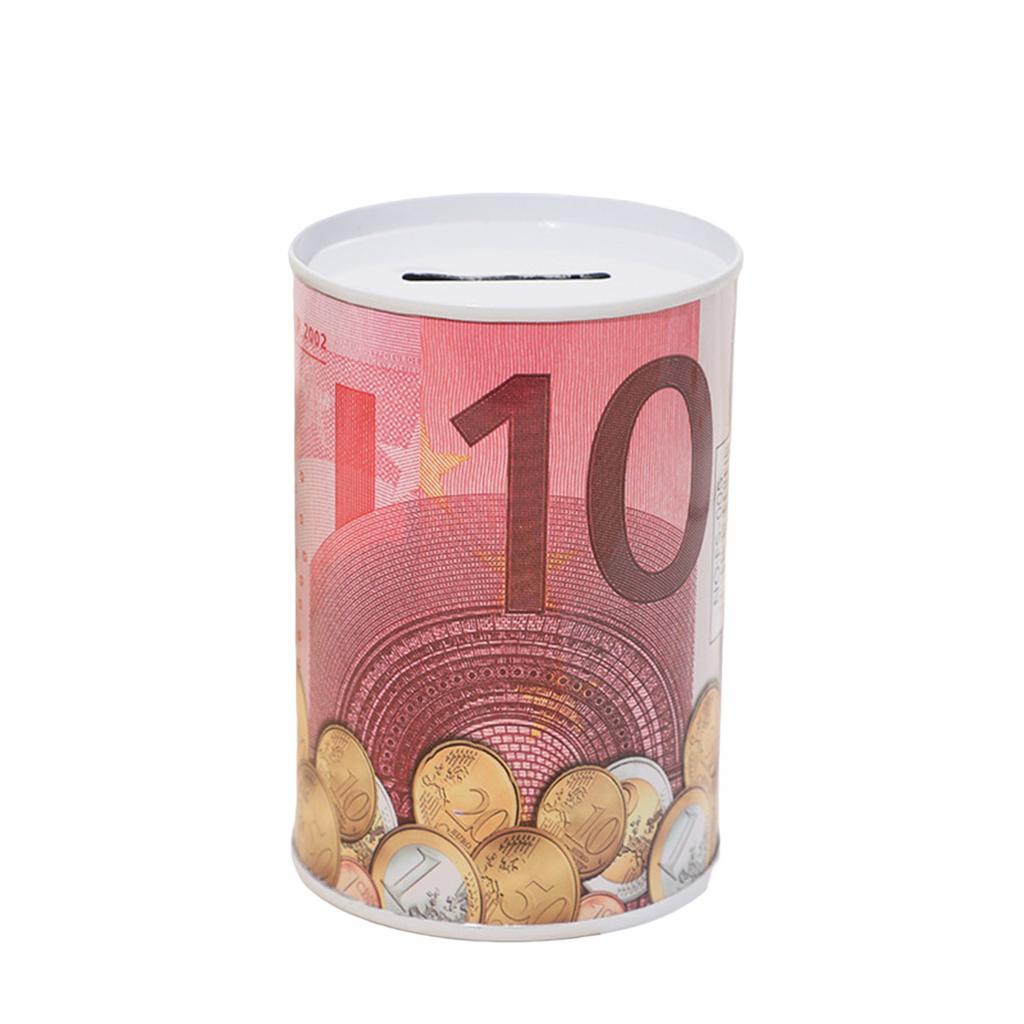 Cute EURO Coin Bank Money Box Durable Safe Metal Piggy Bank for Collecting Cash Saving Box